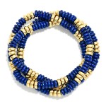 Wholesale set Stone Metal Disk Beaded Stretch Bracelets D