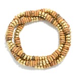 Wholesale set Stone Metal Disk Beaded Stretch Bracelets D
