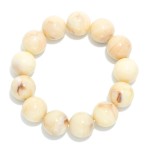 Wholesale marbled Acetate Bead Beaded Stretch Bracelet D