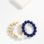 Wholesale marbled Acetate Bead Beaded Stretch Bracelet D