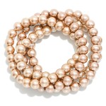 Wholesale set Four Metallic Brown Beaded Stretch Bracelets D