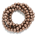 Wholesale set Four Metallic Brown Beaded Stretch Bracelets D