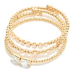Wholesale set Three Metal Bead Cubic Zirconia Beaded Cuff Bracelets D