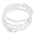 Wholesale set Three Metal Bead Cubic Zirconia Beaded Cuff Bracelets D