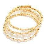 Wholesale set Three Metal Bead Cubic Zirconia Beaded Cuff Bracelets D