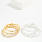 Wholesale set Three Metal Bead Cubic Zirconia Beaded Cuff Bracelets D