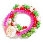 Wholesale set Christmas Beaded Stretch Bracelets Faceted Beads Pearls Glitter Sa
