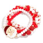 Wholesale set Christmas Beaded Stretch Bracelets Faceted Beads Pearls Glitter Sa