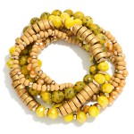 Wholesale set Beaded Stretch Bracelets Faceted Stone Metal Disk Beads D