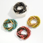 Wholesale set Beaded Stretch Bracelets Faceted Stone Metal Disk Beads D