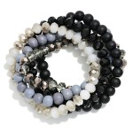 Wholesale set Beaded Stretch Bracelets Faceted Wood Beads D