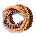 Wholesale set Beaded Stretch Bracelets Faceted Wood Beads D