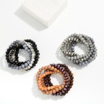 Wholesale set Beaded Stretch Bracelets Faceted Wood Beads D