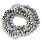 Wholesale set Beaded Stretch Bracelets Faceted Wood Beads D