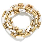 Wholesale set Metal Marbled Tube Bead Beaded Stretch Bracelets D