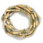 Wholesale set Metal Marbled Tube Bead Beaded Stretch Bracelets D