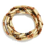 Wholesale set Metal Marbled Tube Bead Beaded Stretch Bracelets D