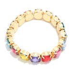 Wholesale oval Crystal Stretch Bracelet set large faceted glass stones polished