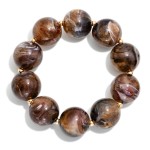 Wholesale chunky Resin Bead Stretch Bracelet oversized marbled beads tiny metal