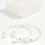 Wholesale pearl Bead Cuff Bracelet lined petite faux pearls finished larger pear