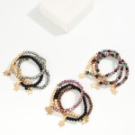 Wholesale star Charm Beaded Stretch Bracelet Set strands faceted glass beads pol