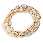 Wholesale chain Bead Bracelet Set combining polished link chain bracelet stretch