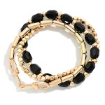 Wholesale chain Bead Bracelet Set combining polished link chain bracelet stretch