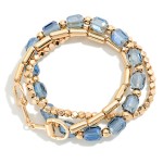 Wholesale chain Bead Bracelet Set combining polished link chain bracelet stretch