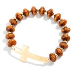 Wholesale sideways Cross Beaded Stretch Bracelet faceted glass rondelle beads po