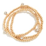 Wholesale metal Bead Stretch Bracelet Set strands polished round beads sparkling