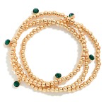 Wholesale metal Bead Stretch Bracelet Set strands polished round beads sparkling