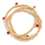 Wholesale metal Bead Stretch Bracelet Set strands polished round beads sparkling