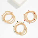 Wholesale metal Bead Stretch Bracelet Set strands polished round beads sparkling