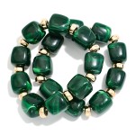 Wholesale chunky Marbled Resin Bead Stretch Bracelet oversized cube beads swirle