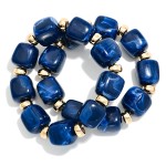 Wholesale chunky Marbled Resin Bead Stretch Bracelet oversized cube beads swirle