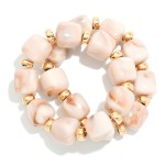Wholesale chunky Marbled Resin Bead Stretch Bracelet oversized cube beads swirle