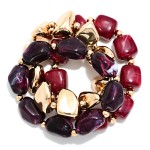 Wholesale chunky Nugget Stretch Bracelet Set mixing glossy marbled resin stones