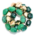 Wholesale chunky Nugget Stretch Bracelet Set mixing glossy marbled resin stones