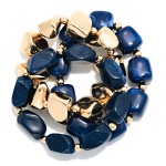 Wholesale chunky Nugget Stretch Bracelet Set mixing glossy marbled resin stones
