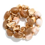 Wholesale chunky Nugget Stretch Bracelet Set mixing glossy marbled resin stones