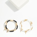 Wholesale cross Charm Beaded Stretch Bracelet Set faceted glass beads faux pearl