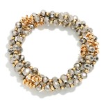 Wholesale faceted Bead Stretch Bracelet Set sparkling faceted glass beads paired