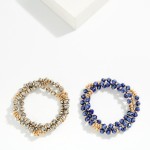 Wholesale faceted Bead Stretch Bracelet Set sparkling faceted glass beads paired