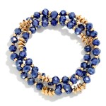 Wholesale faceted Bead Stretch Bracelet Set sparkling faceted glass beads paired