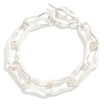Wholesale organic Link Toggle Bracelet wavy molten oval links soft brushed finis
