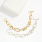 Wholesale mixed Link Toggle Bracelet combining smooth twisted rope oval links su