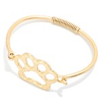 Wholesale paw Print Wire Bangle Bracelet open paw print set into slim wire band