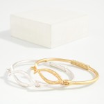 Wholesale faith Fish Wire Bangle Bracelet open Christian fish symbol at center s