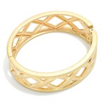 Wholesale lattice Cutout Hinged Bangle Bracelet band open crisscross pattern fra