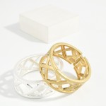 Wholesale lattice Cutout Hinged Bangle Bracelet band open crisscross pattern fra